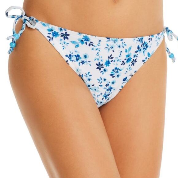 SHOSHANNA Bikini Bottoms Triangle String Tie Waist Blue Floral NWT Size Small - Picture 1 of 12